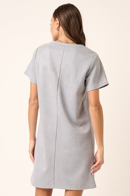 Youth NY  Suede Short Sleeve Mini Dress