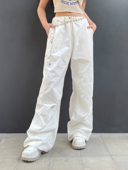 Youth Brand  Woven Pants Loose Retro Drawstring Casual Overalls