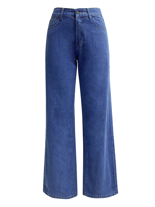 Youth Brand High Waist Washed Straight Leg Jeans